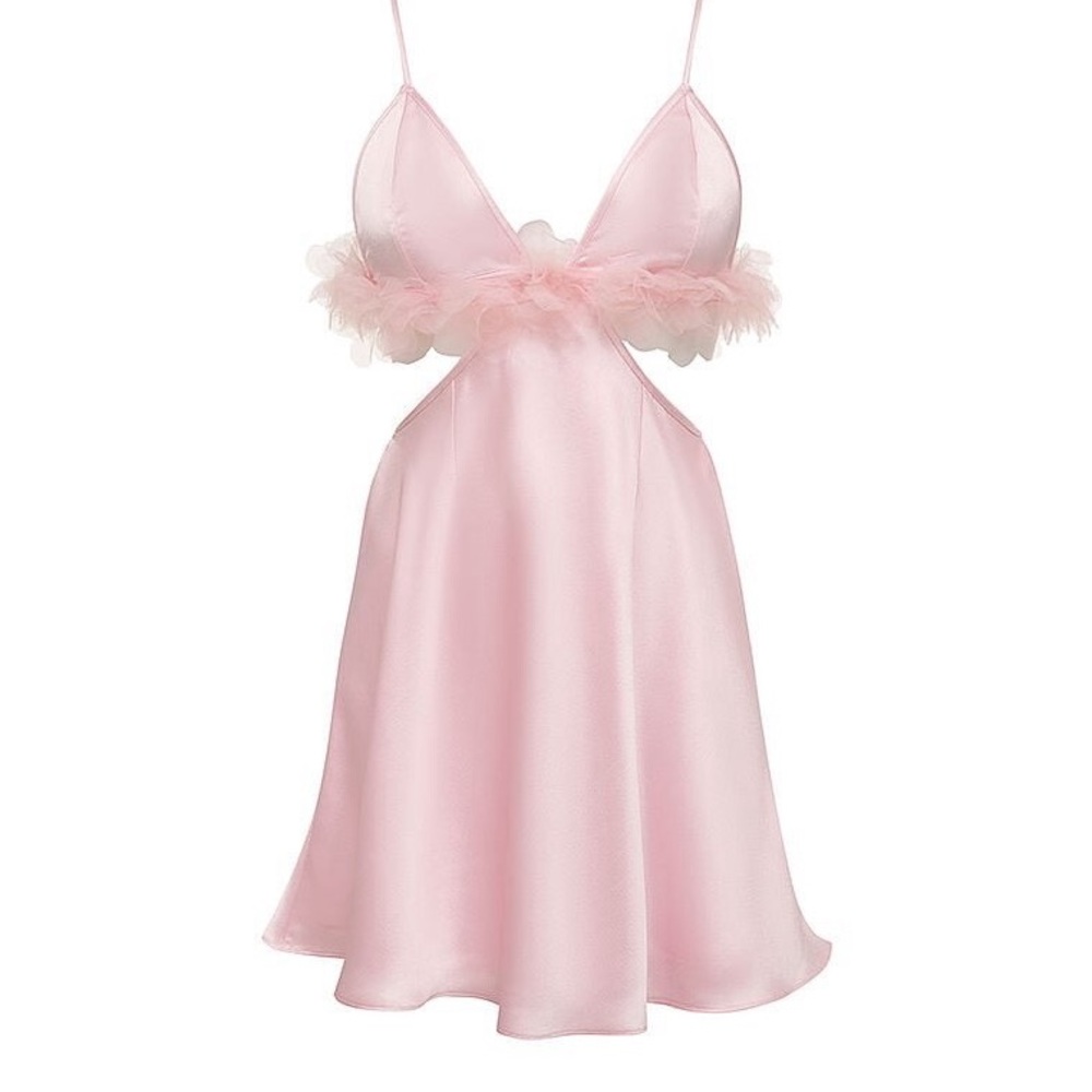For Love And Lemons Floral Trim Slip Dress Pink Extra Small NWT